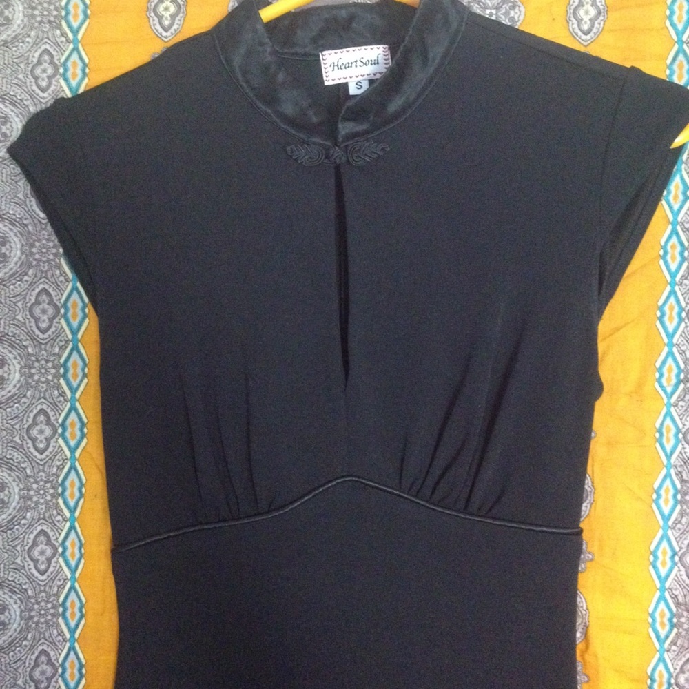 Chinese Style Collar Black Babydoll Dress